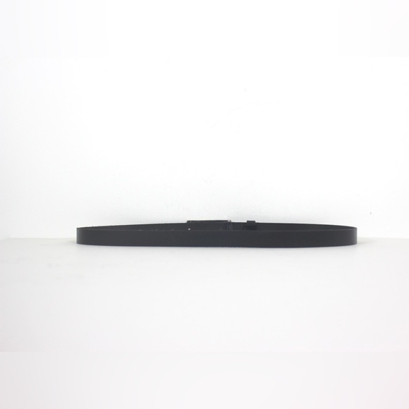 Skinny Black Leather Belt with Brushed Silver and Rhinestone Buckle - Picture 6 of 8